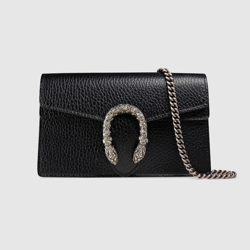 Black Gucci Dionysus Leather Super Mini Bag 