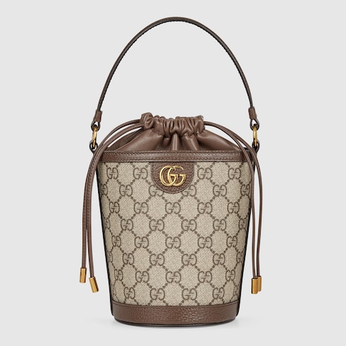 Beige and brown Gucci Ophidia Mini Bucket Bag