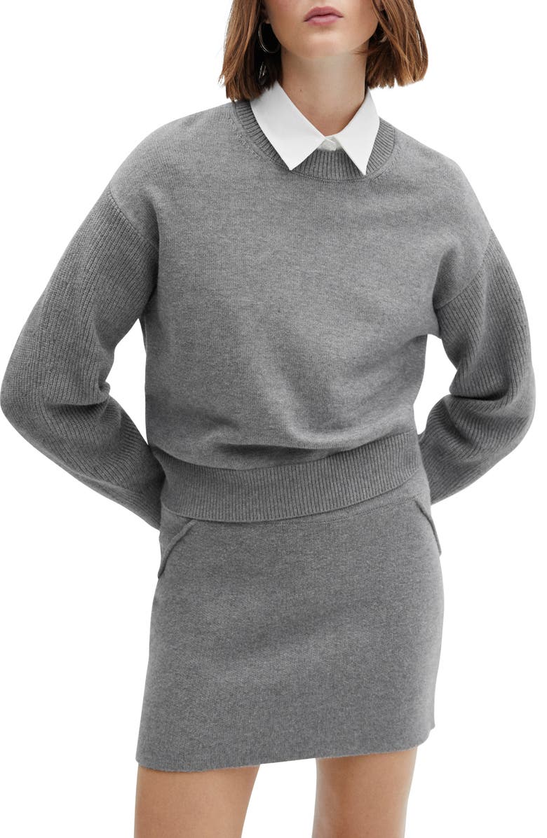 Grey Mango Rib Sleeve Sweater