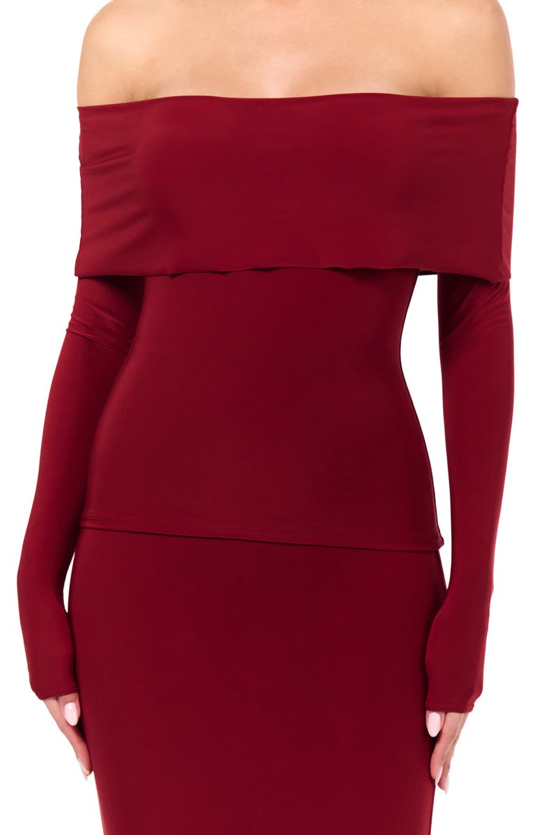 Red Naked Wardrobe Off The Shoulder Long Sleeve Top 