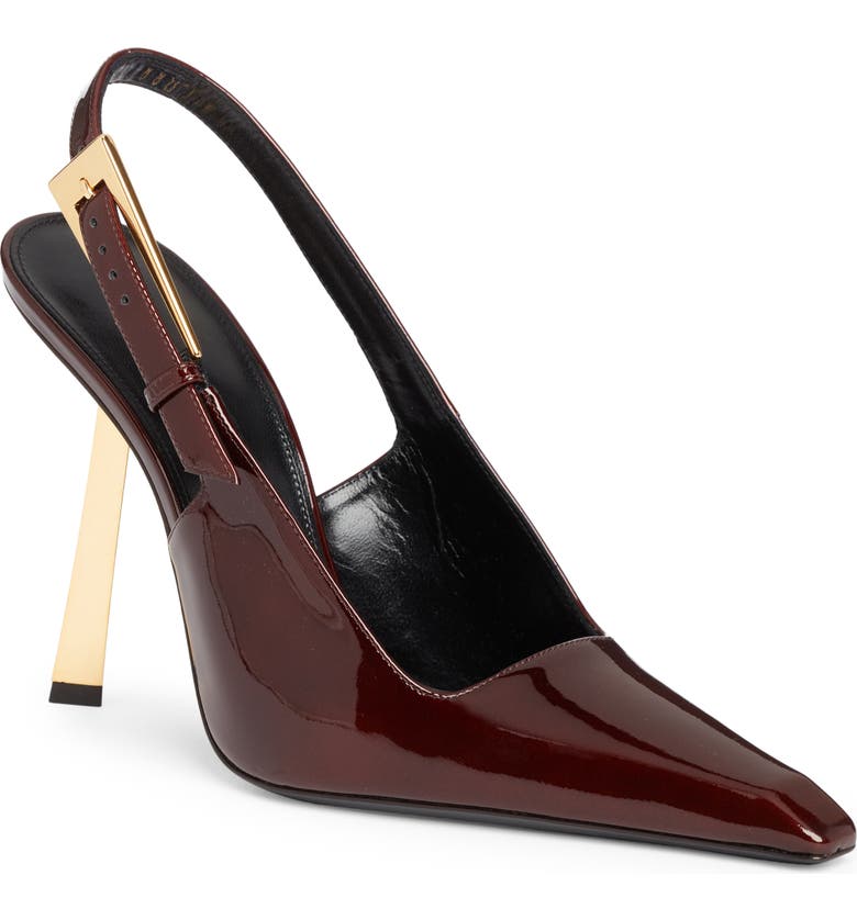 Burgundy Saint Laurent Lee Pointed Toe Slingback Pump 