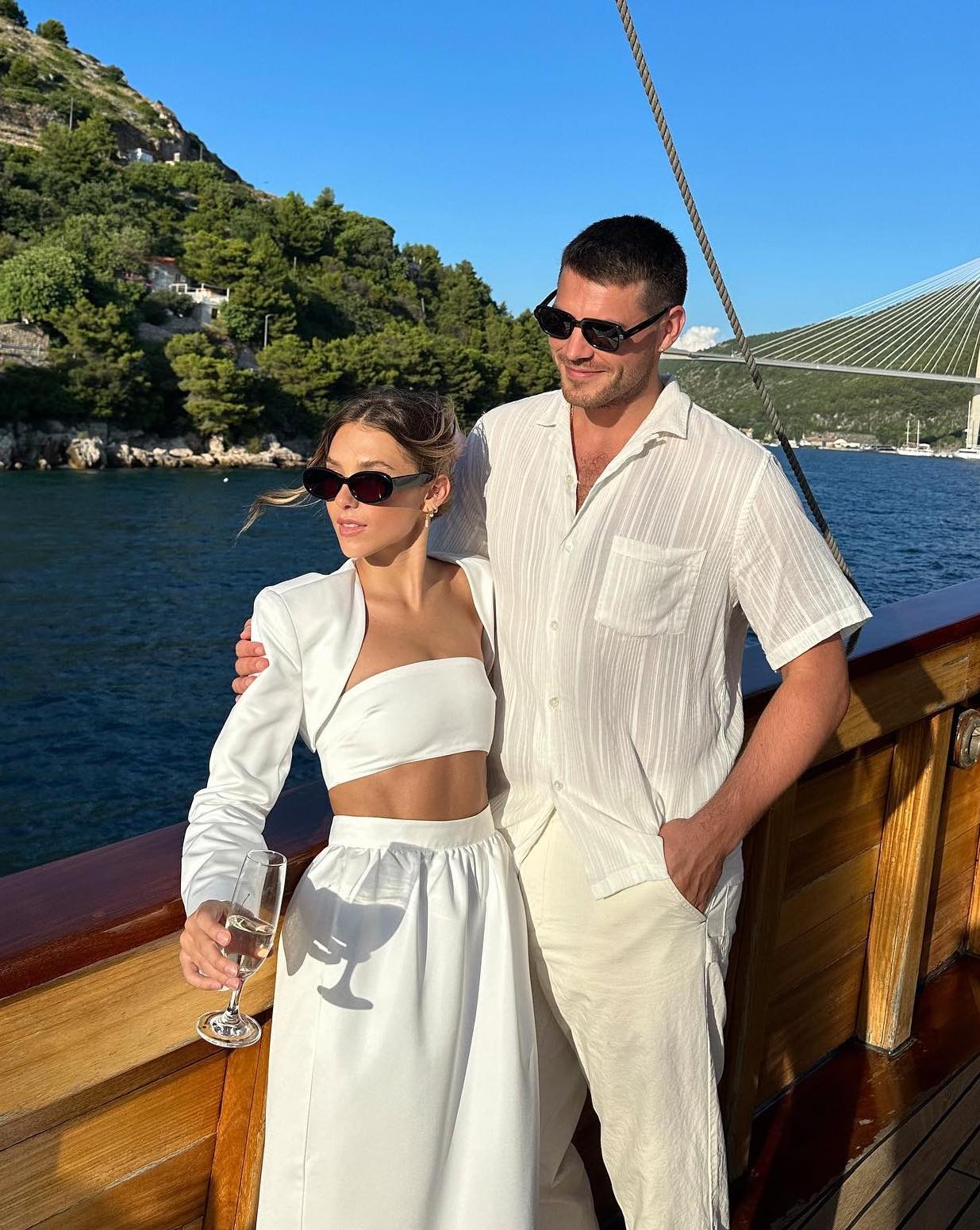 All white boat party outfits for him and her