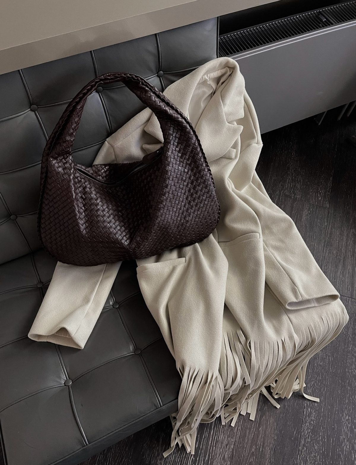 Brown Bottega Veneta Hop bag.