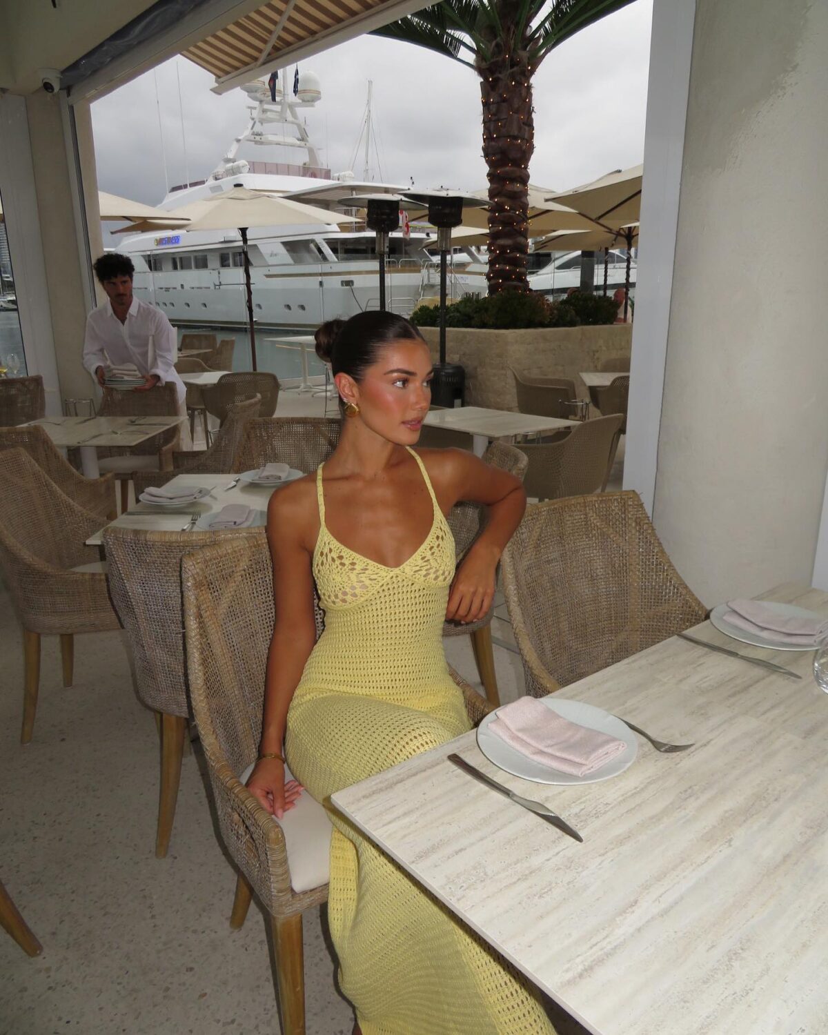 Yellow crochet dress