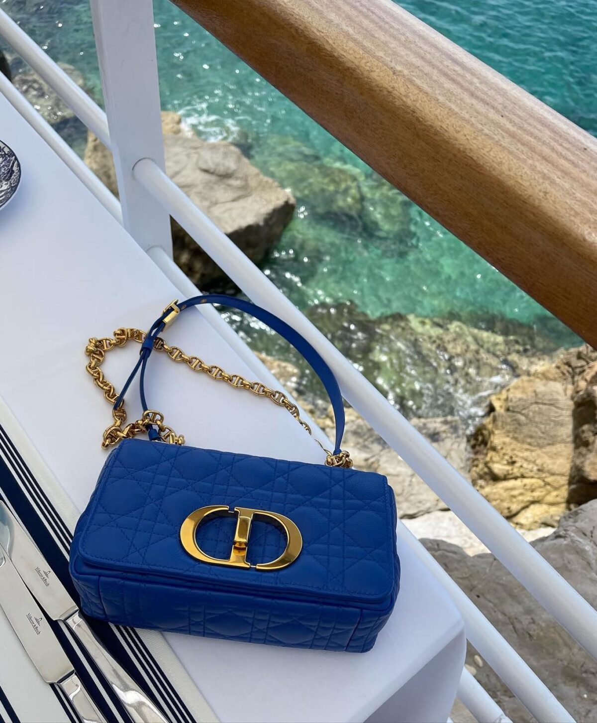 Royal blue Dior Caro bag